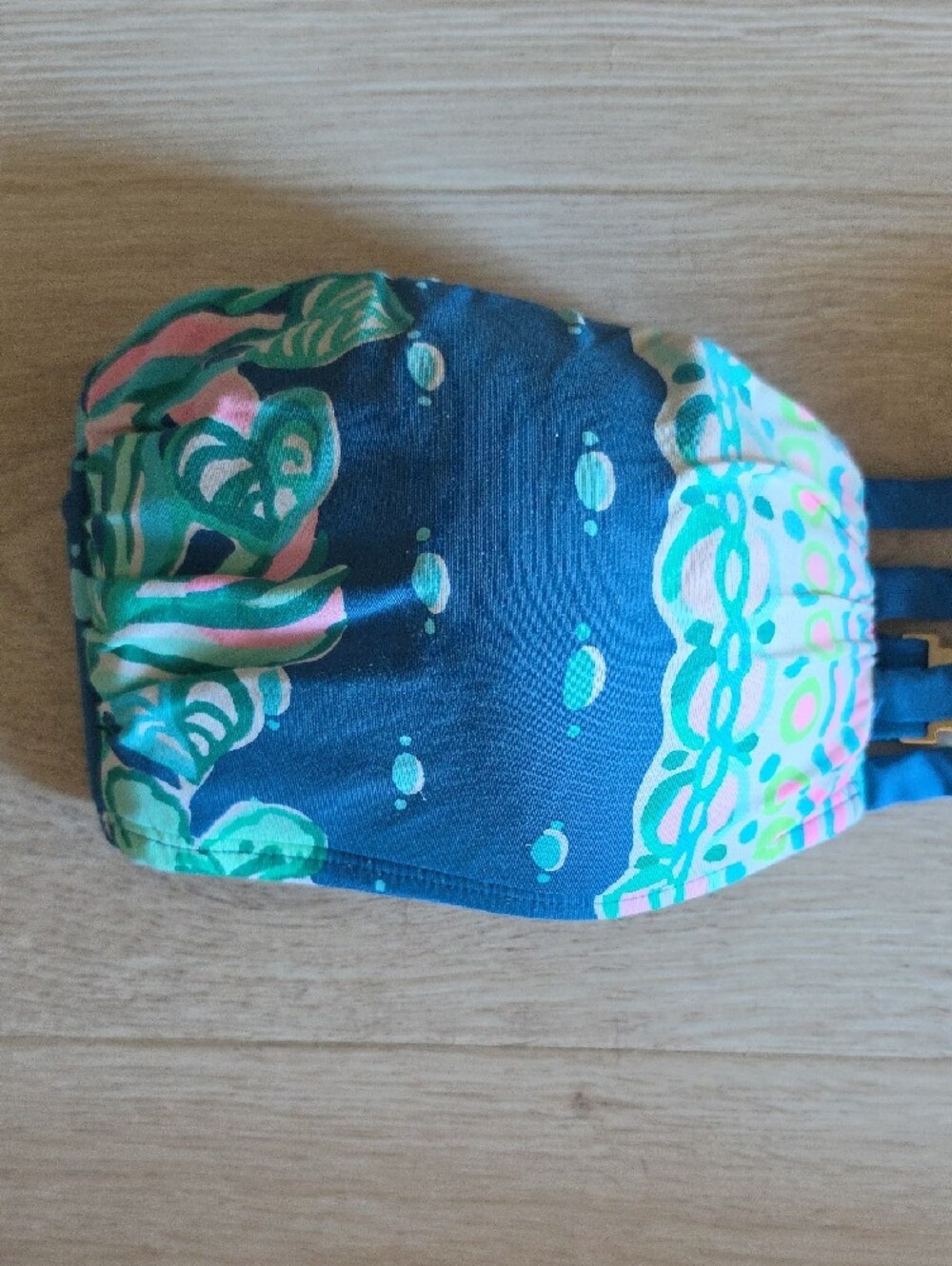 Lilly Pulitzer Blue Printed Strapless Bandeau Bikini Top - Picture 5 of 13